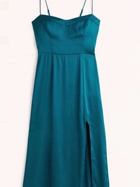 Abercrombie Camille Teal Satin Dress